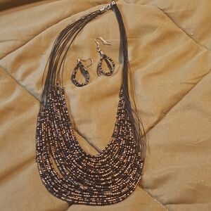 Multi strand necklace & earrings